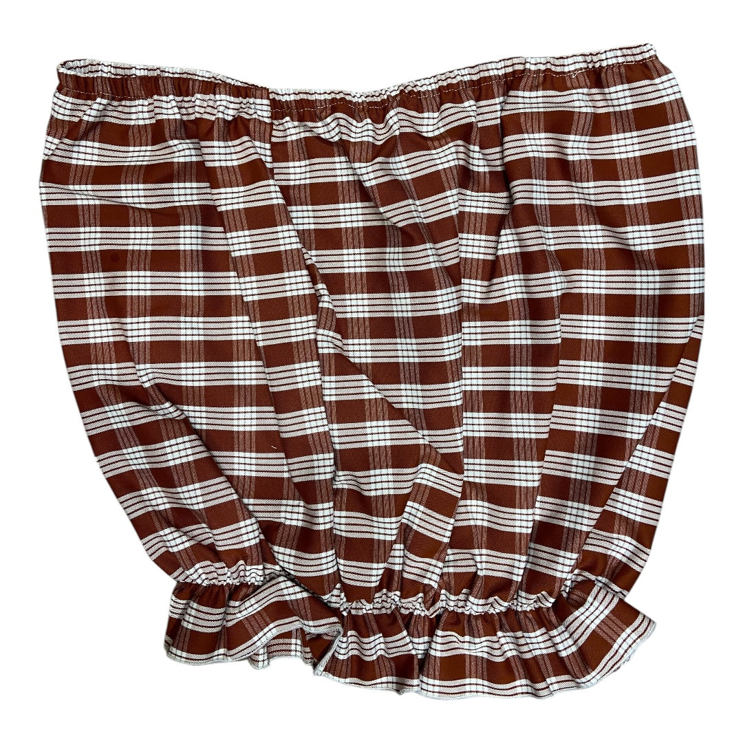 Hawaiian Palaka Print Brown Strapless Mom Fit Tube Top – Culture