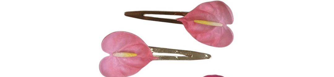 Culture Girl Clay Made Pink Anthurium Hair Clips