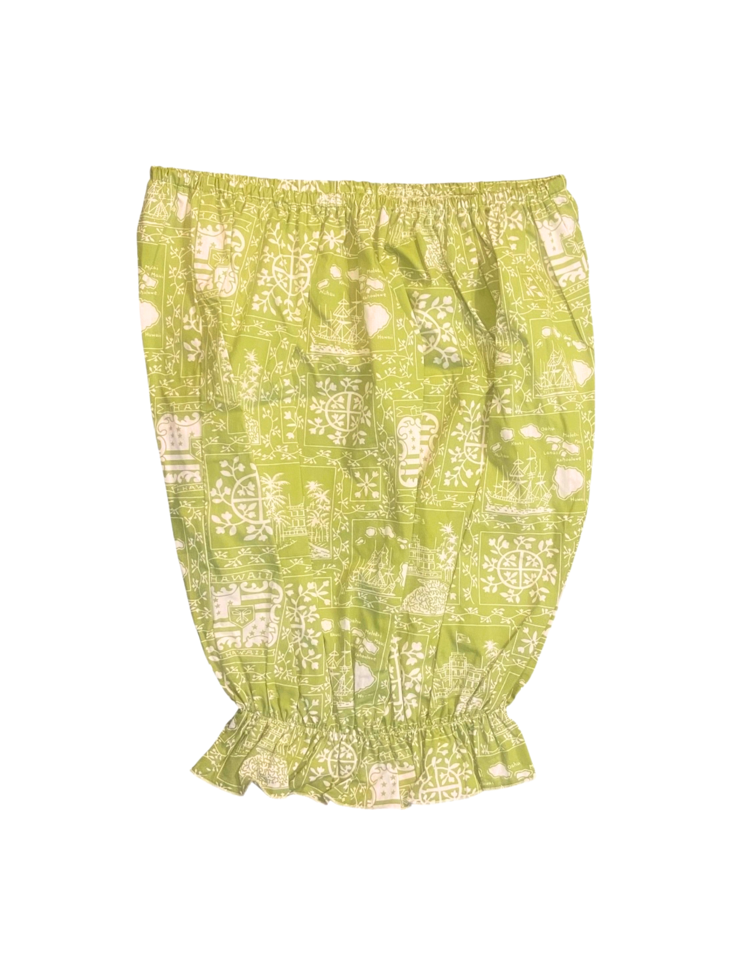 Culture Girl Green Merrie Monarch print mom fit top