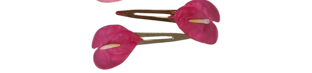 Culture Girl Clay Made Dark Red Anthurium Hair Clips