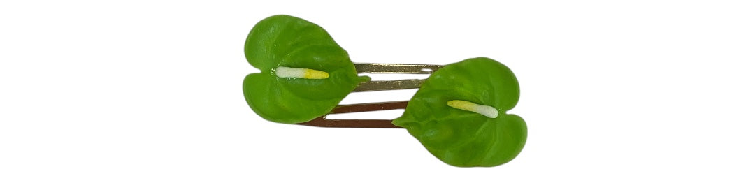 Culture Girl Clay Made Green Anthurium Hair Clips