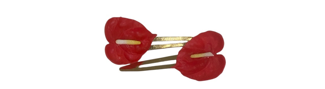Culture Girl Clay Made Red Anthurium Hair Clips