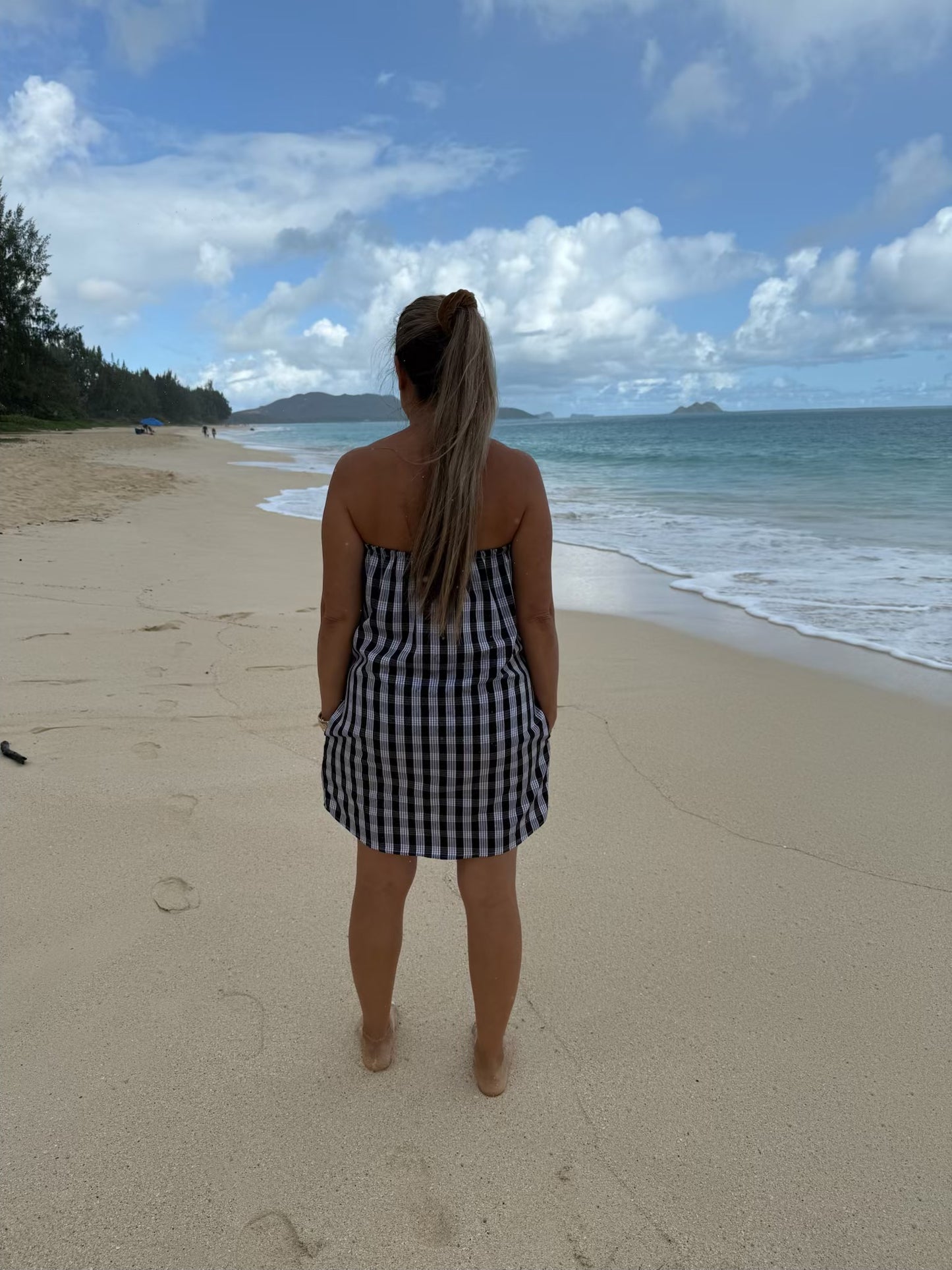 Culture Girl Boutique owner wearing black palaka strapless dress