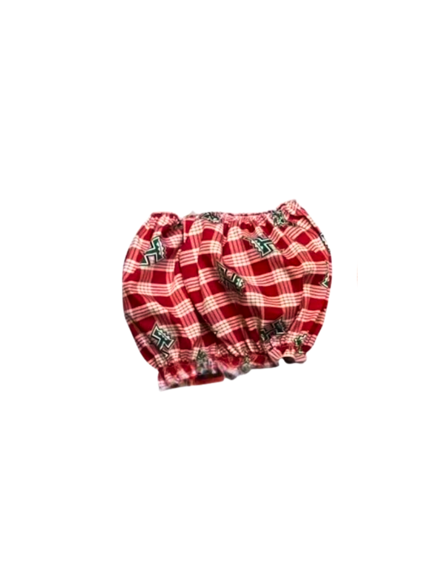 University of Hawaii licensed logo pattern on red palaka print bandeau